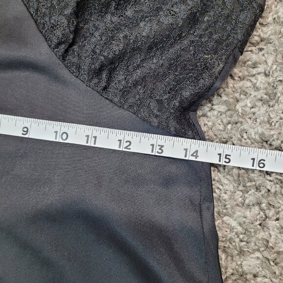 Vintage Munsingwear Size M 38 Black Sexy Lace Full Dress Slip Silky Satin - Picture 6 of 7